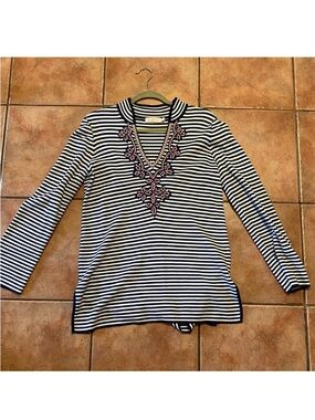 Tory Burch Nautical Striped Tunic Medium